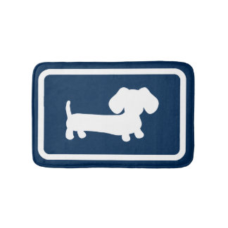 Dachshund Bath Mat Navy Blue Doxie Bathroom Rug