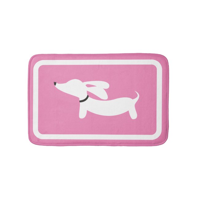 Dachshund Bath Mat Pink Doxie Bathroom Rug (Front)