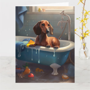 Dachshund Bathtime Fun  Card