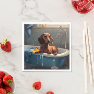Dachshund Bathtime Fun  Napkin