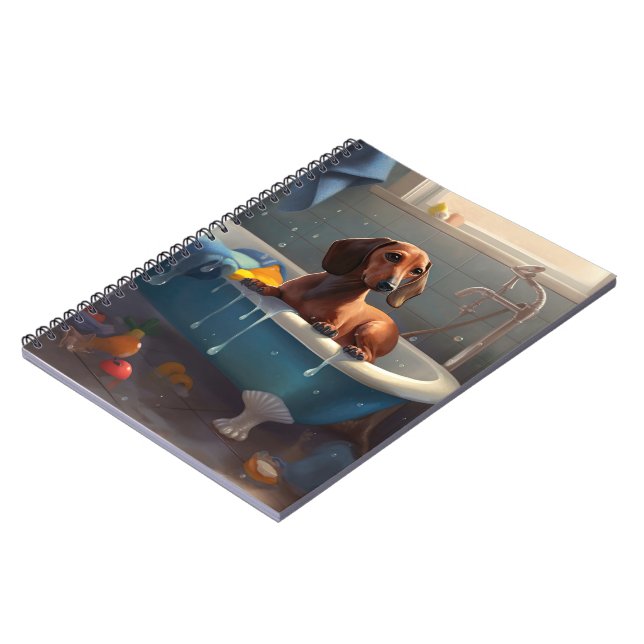 Dachshund Bathtime Fun  Notebook (Left Side)