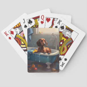 Dachshund Bathtime Fun Playing Cards