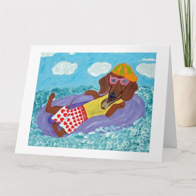 Dachshund Beach Bum Card (Front)