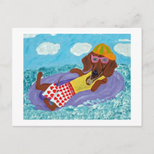 Dachshund Beach Bum Postcard