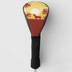 Dachshund Beach Sunset Doxie Golfer Gift Golf Head Cover
