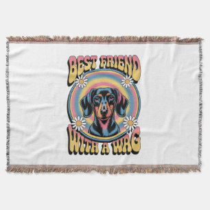 Dachshund Best Friend With A Wag Throw Blanket