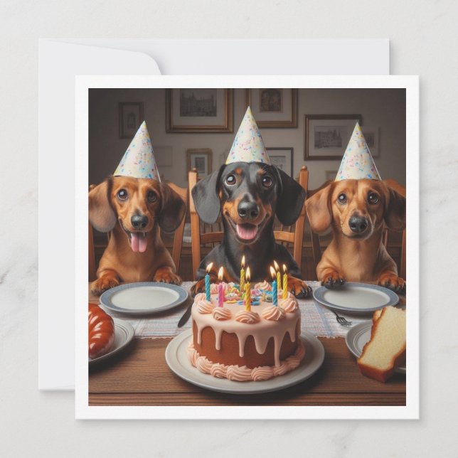 Dachshund birthday card, Dachshund card, Dachshund Invitation (Front)