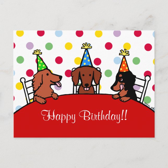 Dachshund Birthday Cartoon Postcard (Front)