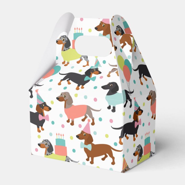 Dachshund Birthday Favor Box (Front Side)