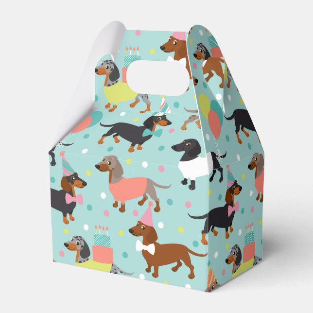 Dachshund Birthday Favour Box (Front Side)