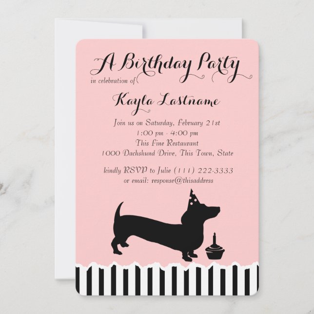 Dachshund Birthday Invitation (Front)