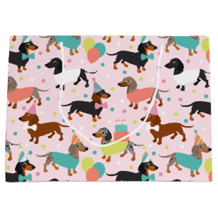 Dachshund Birthday Party Celebration Large Gift Bag