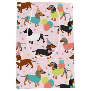 Dachshund Birthday Party Celebration Medium Gift Bag