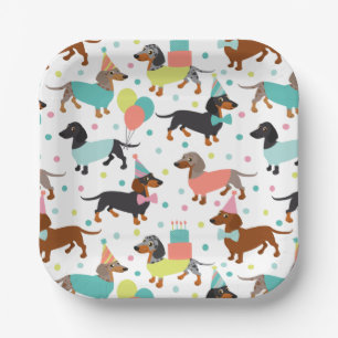 Dachshund Birthday Party Celebration Paper Plates