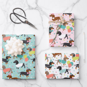 Dachshund Birthday Party Celebration Wrapping Paper Sheet
