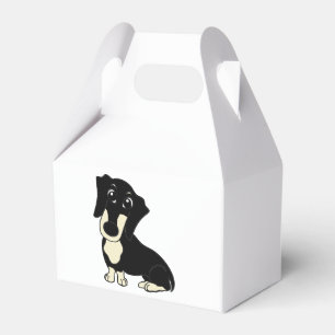 dachshund black and cream cartoon favor box