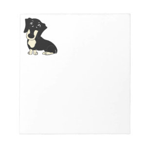dachshund black and cream cartoon notepad