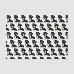 dachshund black and cream cartoon tissue paper