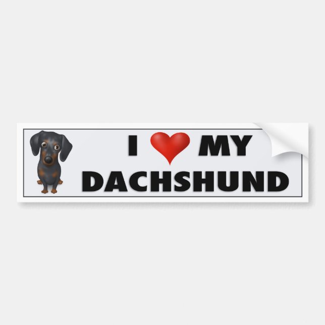 Dachshund (Black and Tan) Love Sticker (Front)