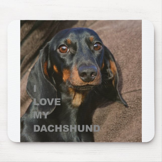 dachshund-black and tan love w pic mouse pad (Front)