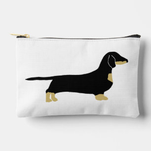 dachshund black and tan silhouette accessory pouch