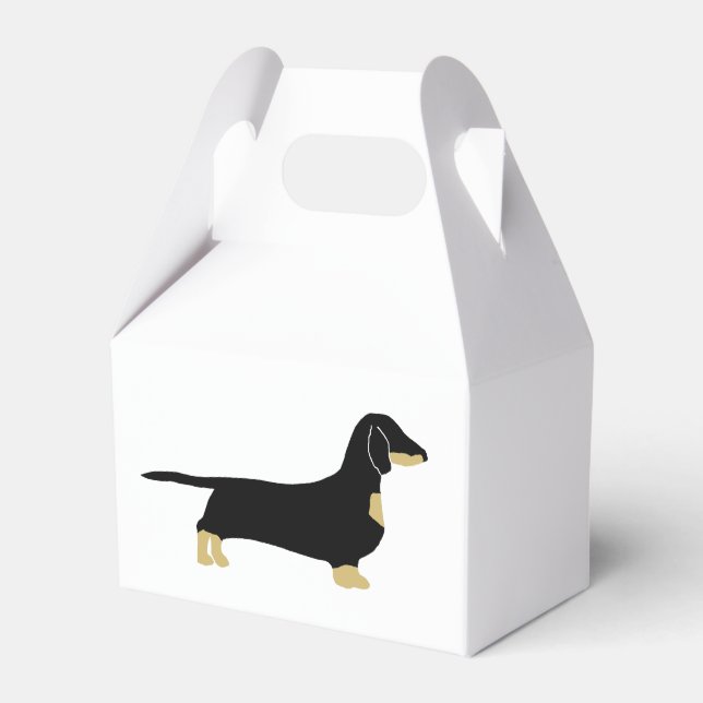 dachshund black and tan silhouette favor box (Front Side)