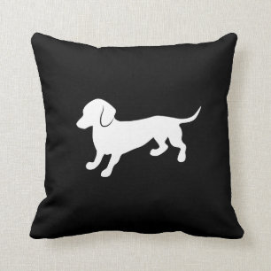 Dachshund Black and White Design Throw Pillow