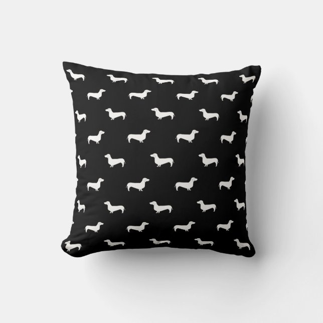 Dachshund black and white pattern pillow (Front)