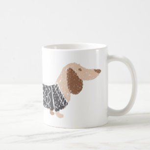 Dachshund Black Christmas Sweater Pattern Funny Coffee Mug