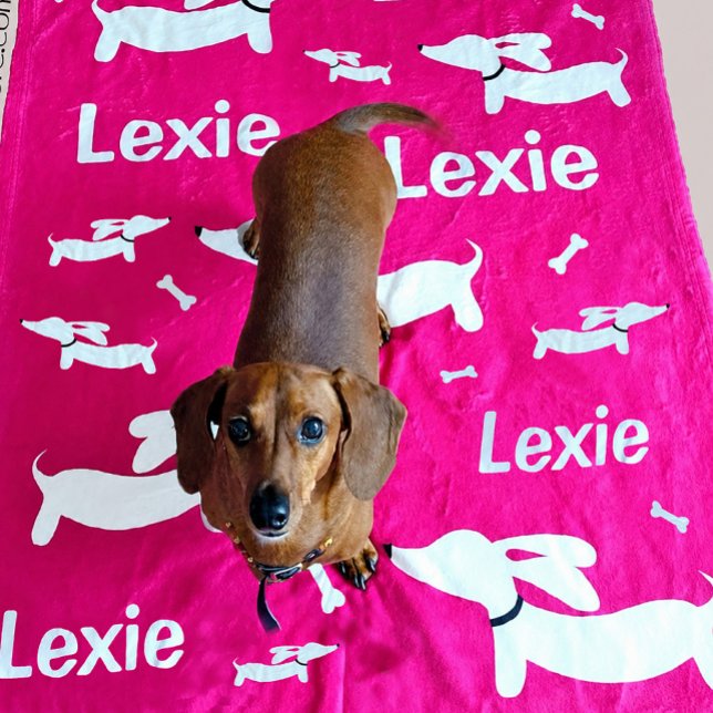 Dachshund Blanket Pink Personalized Doxie Gift (Creator Uploaded)