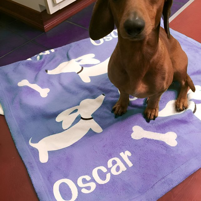 Dachshund Blanket  Purple Personalized Doxie Moms  (Purple personalized doxie blanket)