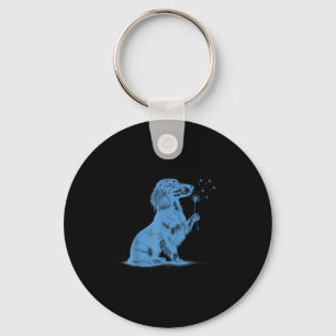Dachshund blowing wishes dandelion cute pet lover keychain