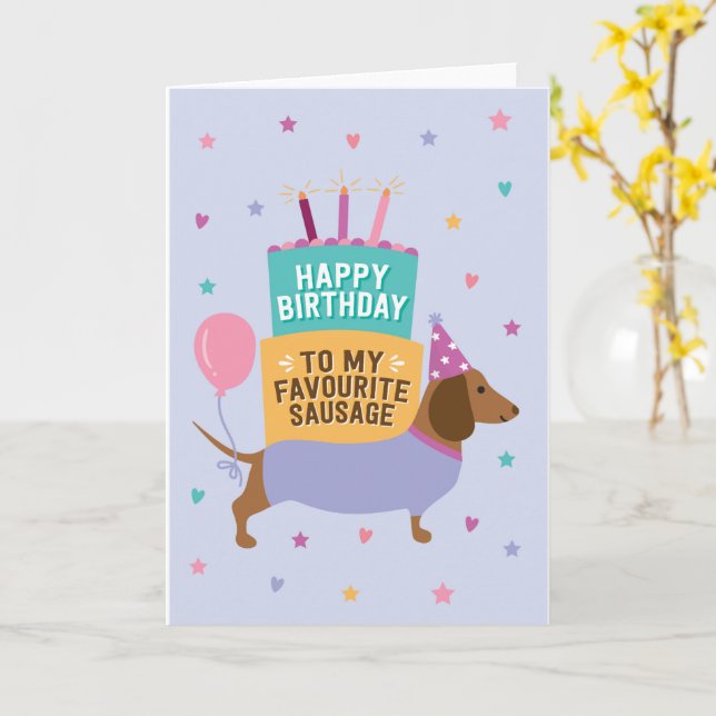 Dachshund Bonne carte d'anniversaire mignonne (Fleur jaune)