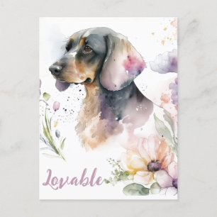 Dachshund Bouquet and blooms Postcard