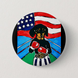 Dachshund Boxer 2 Inch Round Button