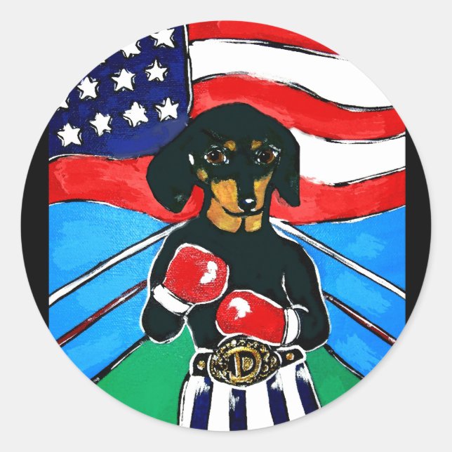 Dachshund Boxer Classic Round Sticker (Front)