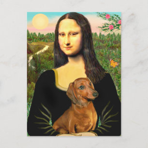 Dachshund (brown1) - Mona Lisa Postcard