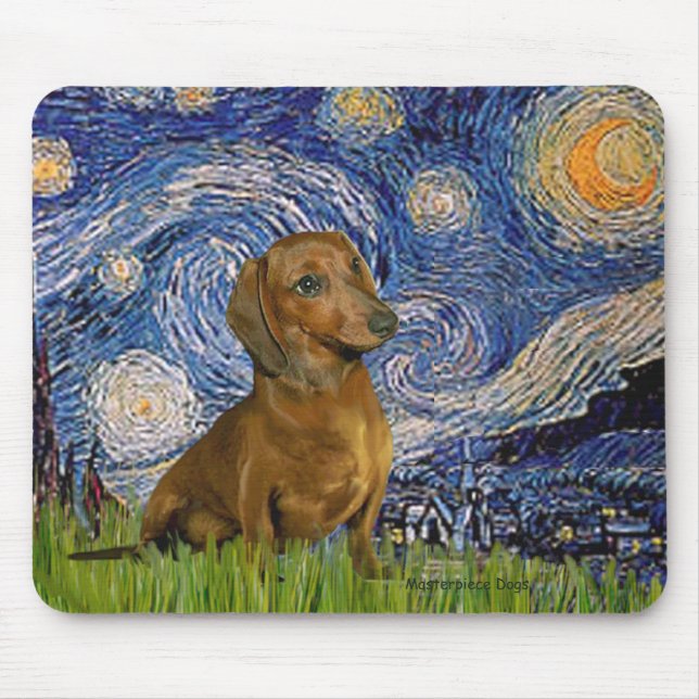 Dachshund (Brown1) - Starry Night Mouse Pad (Front)
