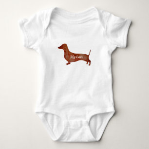 Dachshund Brown Dog Baby Jersey Bodysuit, White Bodysuit