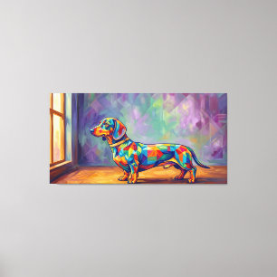 Dachshund by the Window Pop Art Portrait Canvas Print