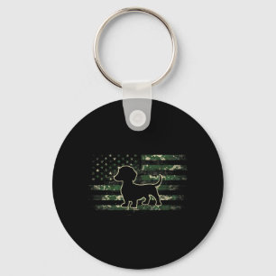 Dachshund Camouflage American Flag USA Wiener Dog Keychain