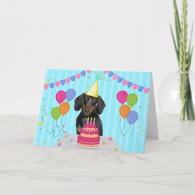 Dachshund Carte de vacances d'anniversaire (Devant)