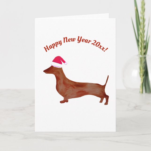 Dachshund, Carte de voeux personnalisée pour le No (Devant)
