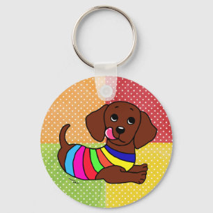 Dachshund Cartoon 1 mosaic Keychain