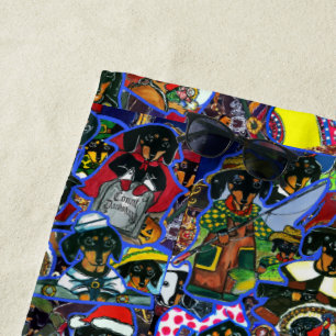 Dachshund Cartoons Beach Towel