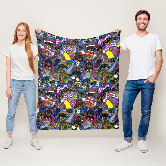  Dachshund  Cartoons Fleece Blanket (In Situ)