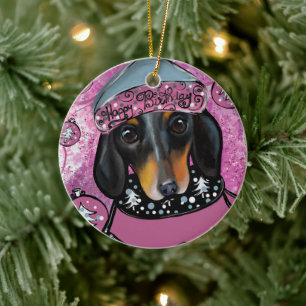 DACHSHUND  CERAMIC ORNAMENT