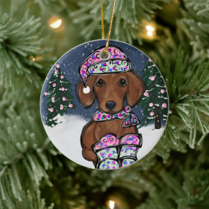 Dachshund     ceramic ornament