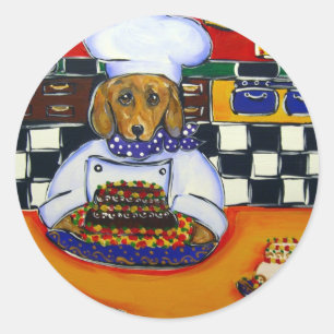 Dachshund Chef Classic Round Sticker
