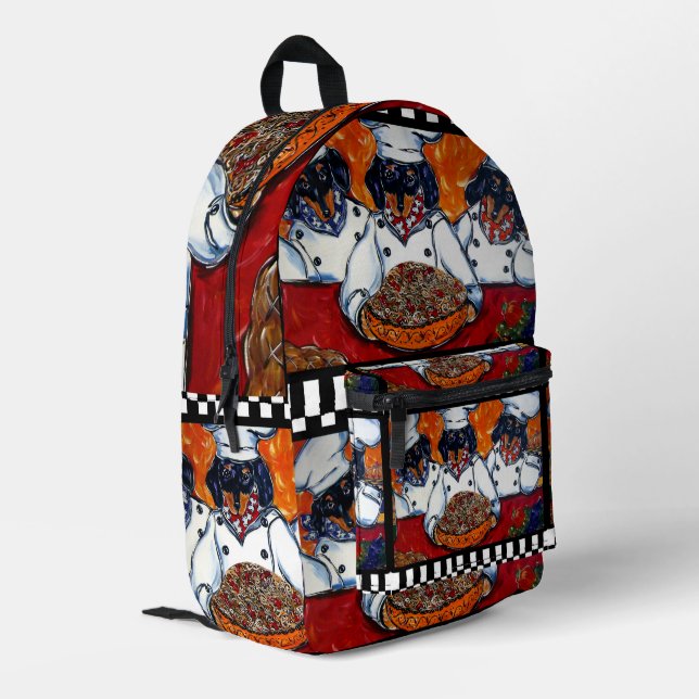 Dachshund Chefs Printed Backpack (Back Corner Left)